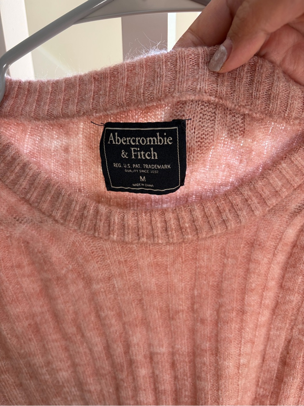 Vintage Abercrombie & Fitch Blush Pink Ribbed Crewneck Sweater